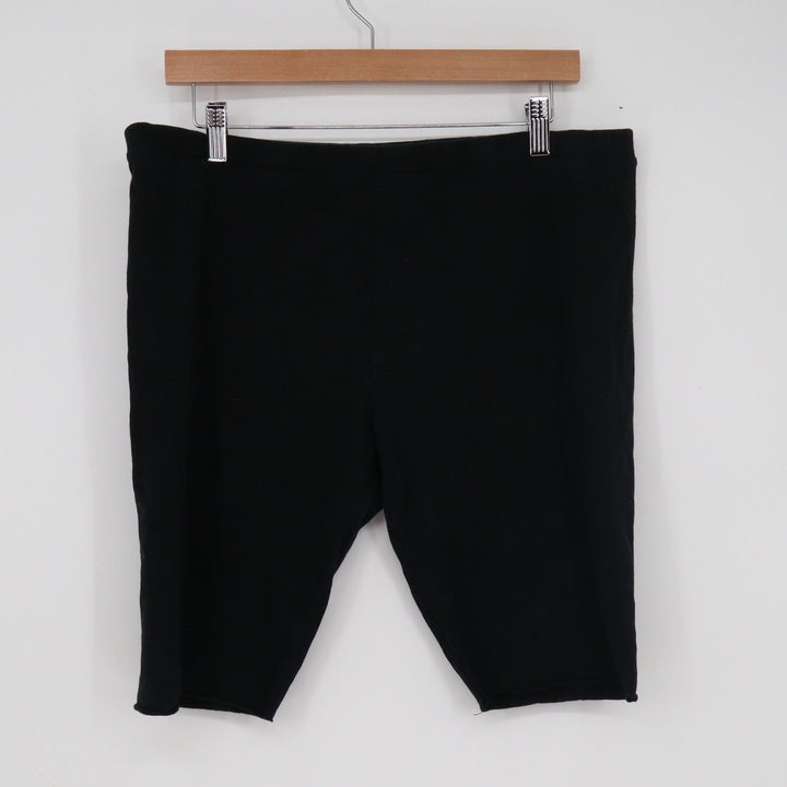 Ava & Viv Womens Plus 1X Black Cotton Blend Biker Shorts High Waist Stretch