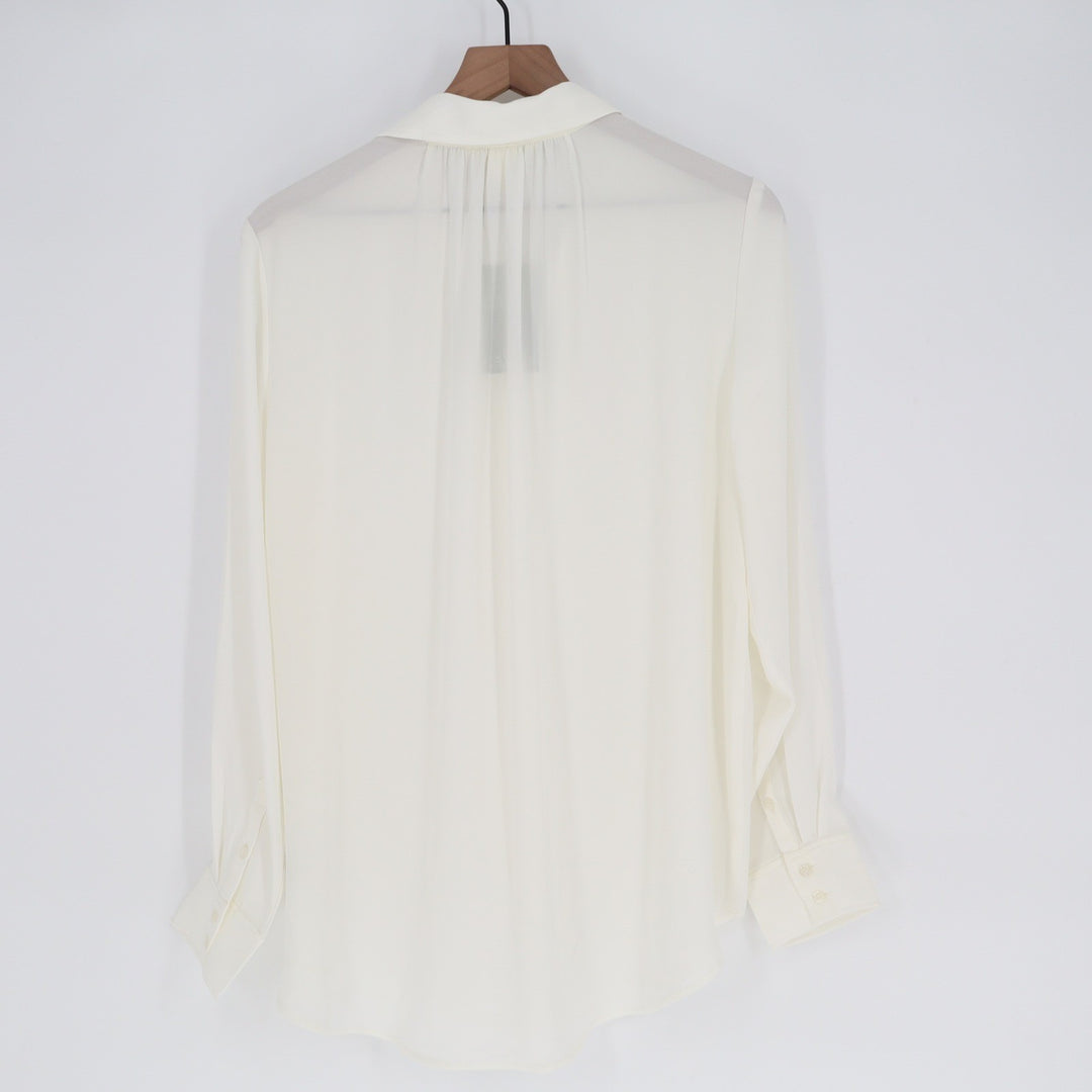 H&M Womens Cream Recycled Polyester Button Down Blouse Long Sleeve Size M