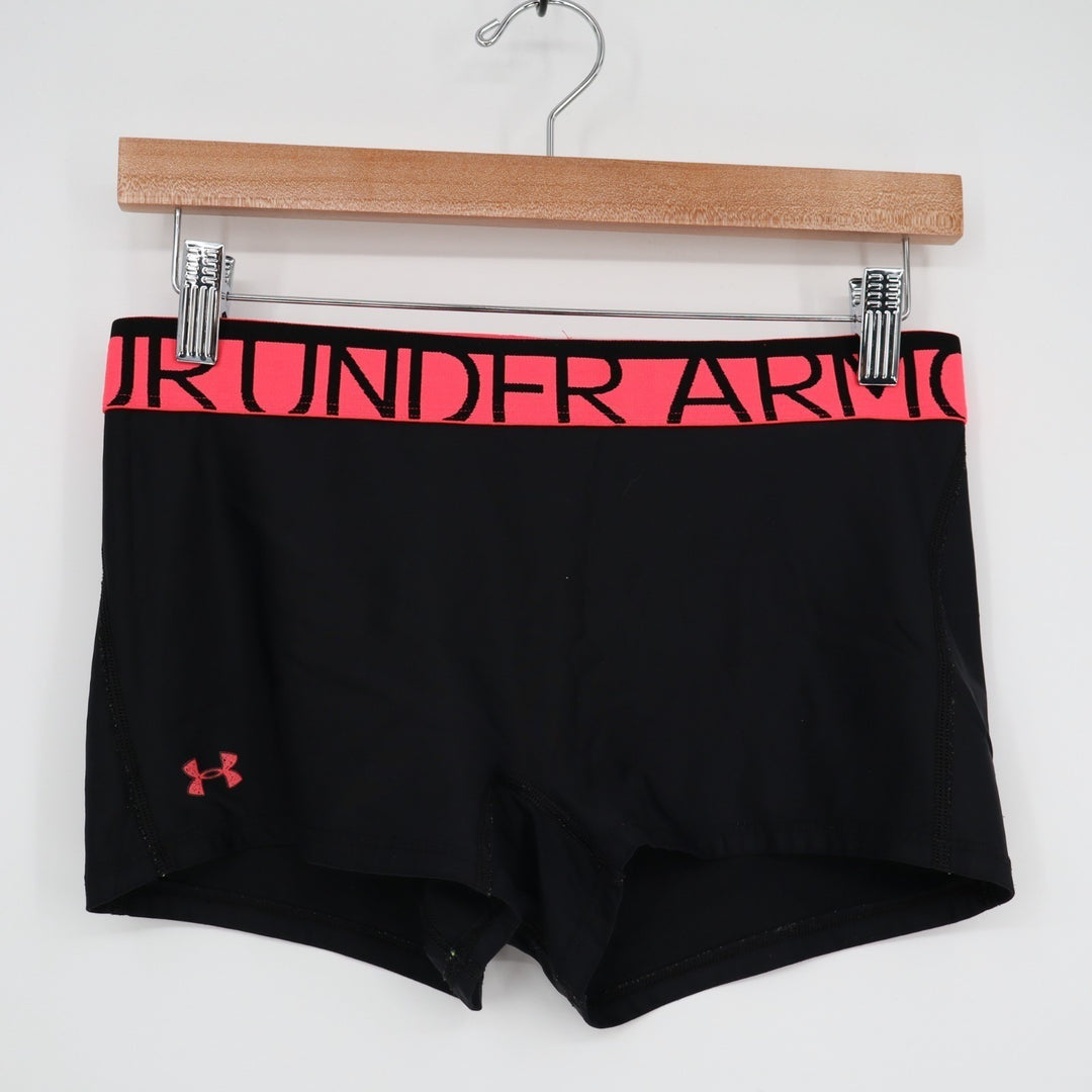 Under Armour HeatGear Compression Shorts Womens M Black Stretch Elastic Waist