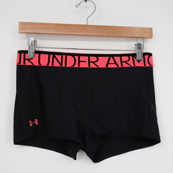 Under Armour HeatGear Compression Shorts Womens M Black Stretch Elastic Waist