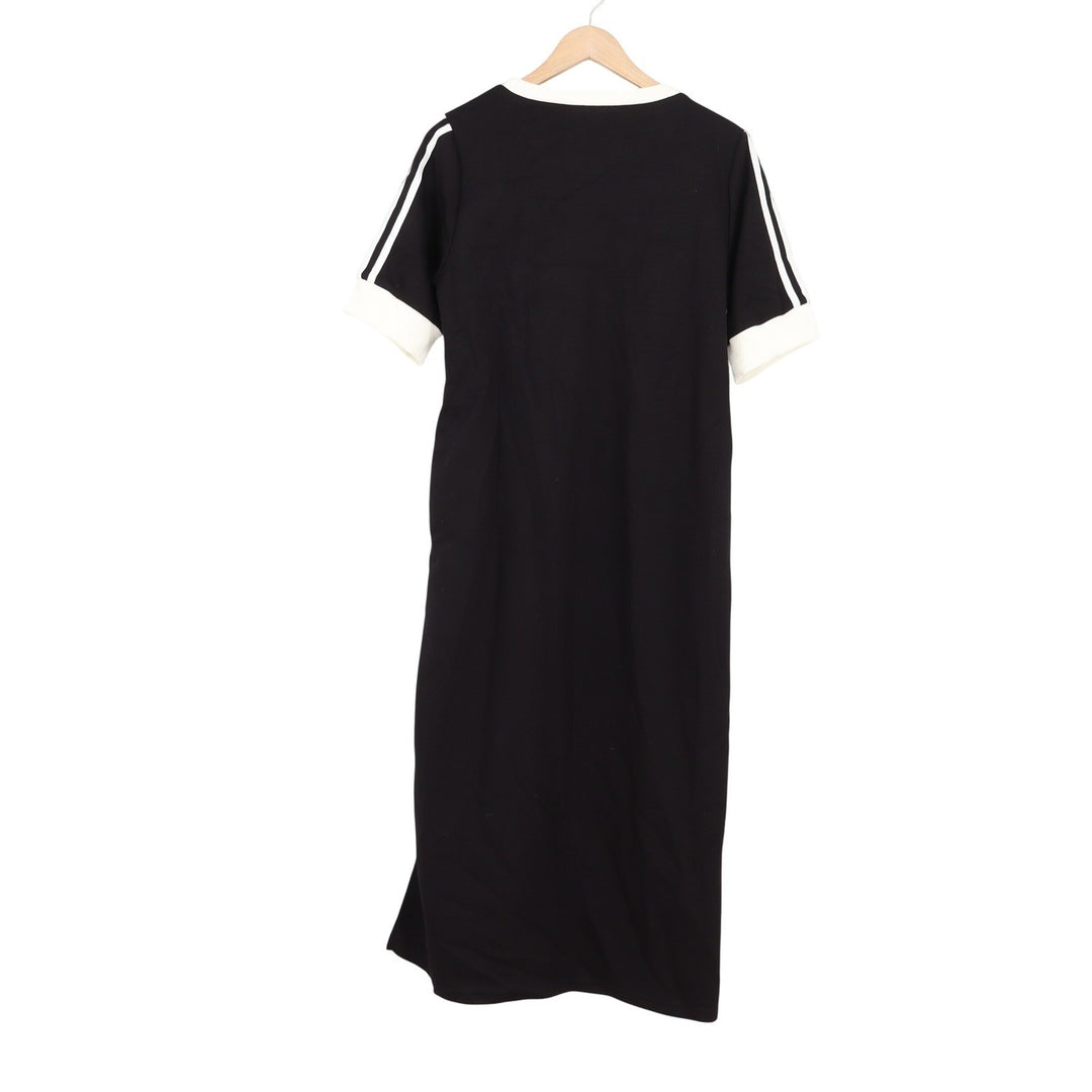 Jodifl Womens Black White Striped Athleisure T-Shirt Maxi Dress Small