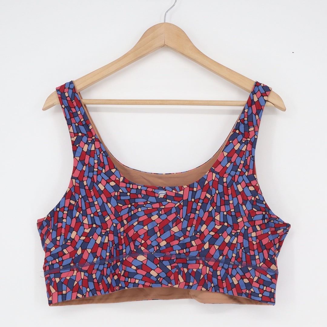 Fabletics Womens XL Mosaic Geometric Print Sports Bra Scoop Neck Active
