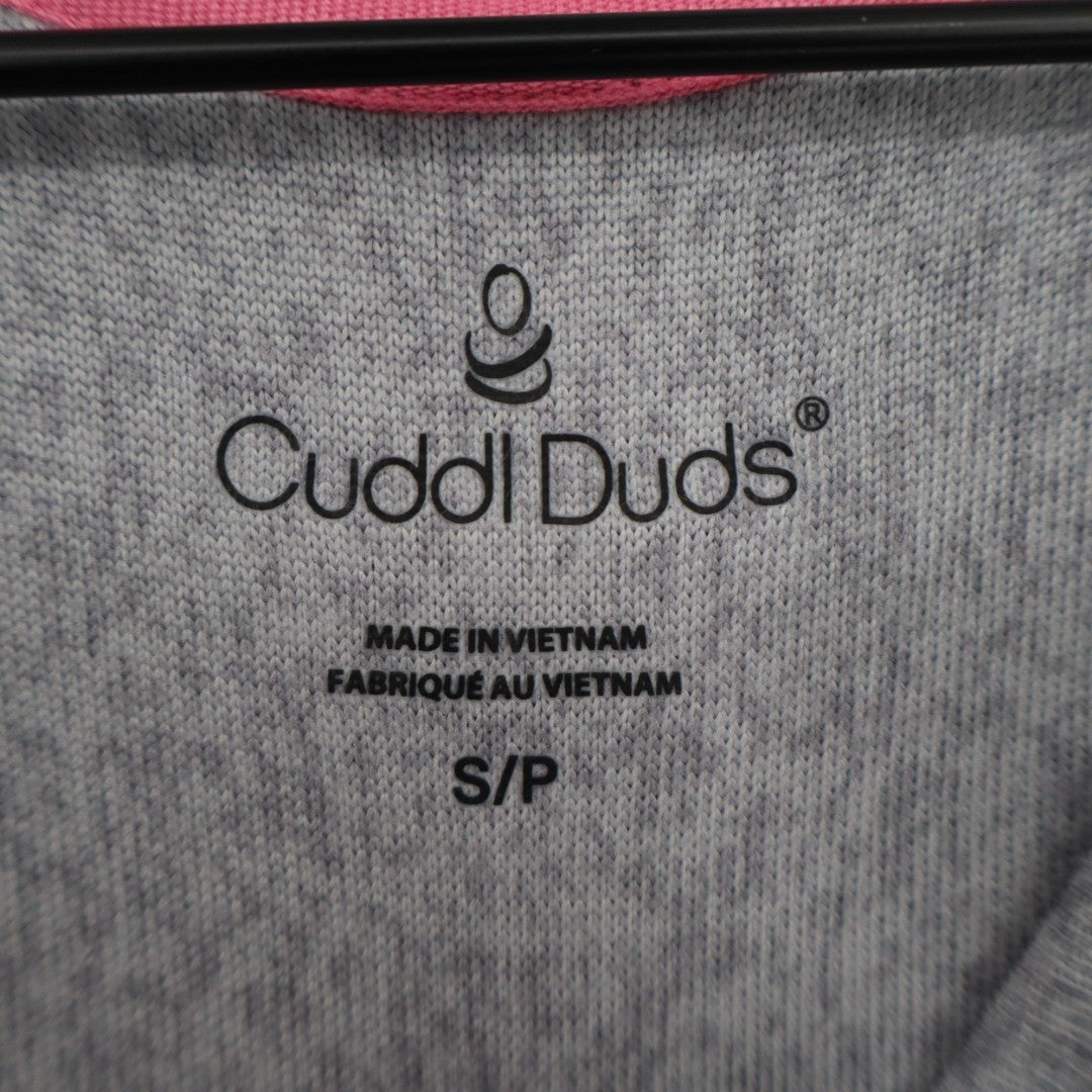 Cuddl Duds Pajama Top Womens Small Gray Floral Stretch Long Sleeve Crew Neck