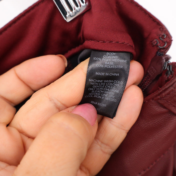 Express Skirt Womens 6 Burgundy Faux Leather Mini Patch Pocket NEW
