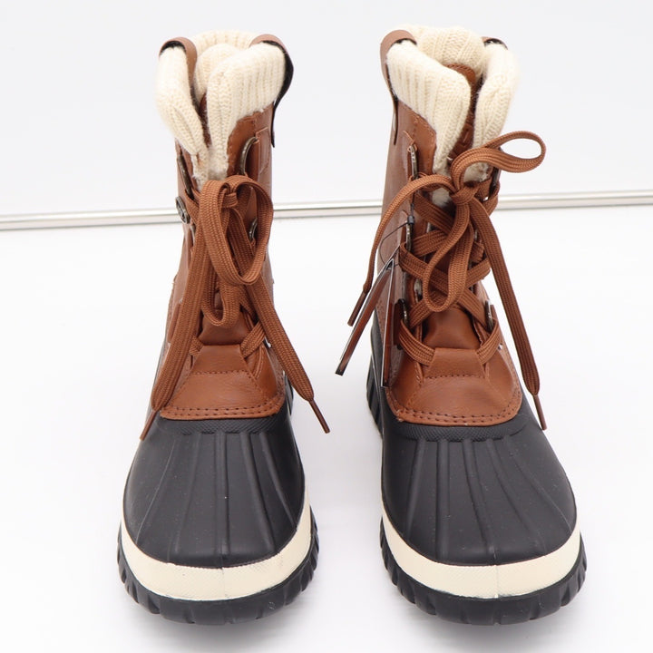 Lugz Duck Boots Womens 8 Tallulah Brown Black Water Resistant Faux Fur New