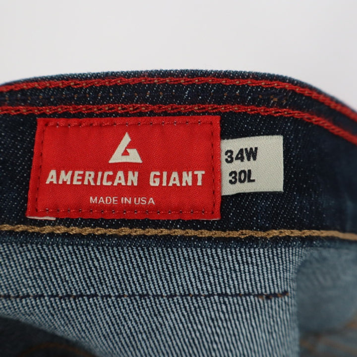 American Giant Dakota Jeans Mens 34x30 Blue Denim Preppy Cotton Straight Leg