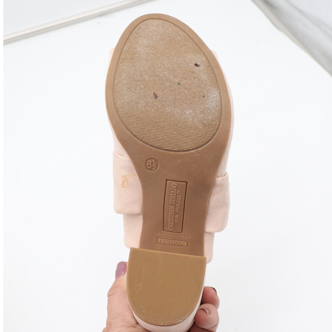 Christian Siriano for Payless Blush Pink Bow Block Heel Mules Sandals Womens 8.5
