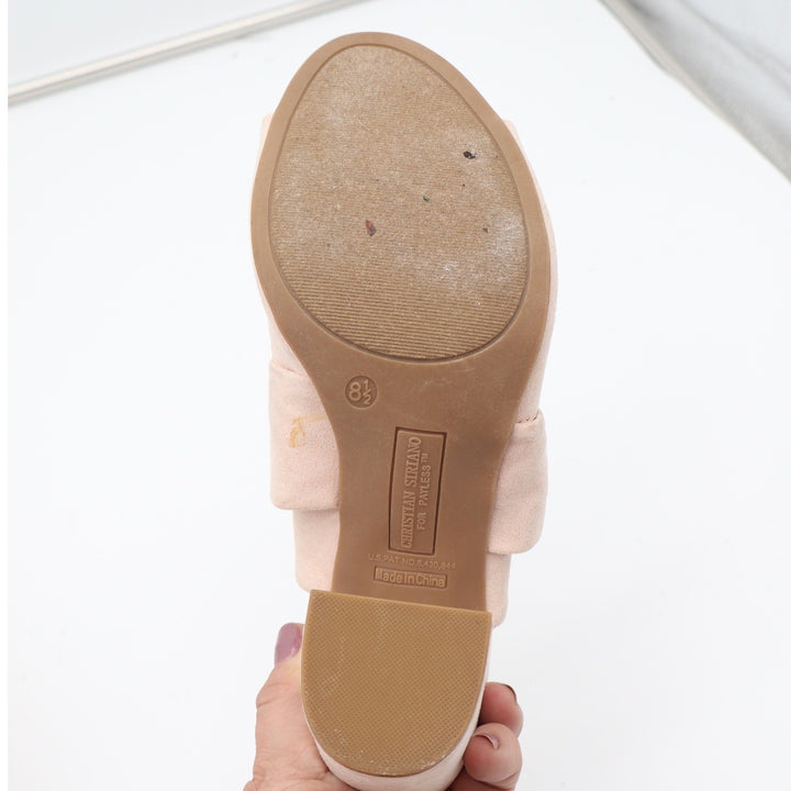 Christian Siriano for Payless Blush Pink Bow Block Heel Mules Sandals Womens 8.5