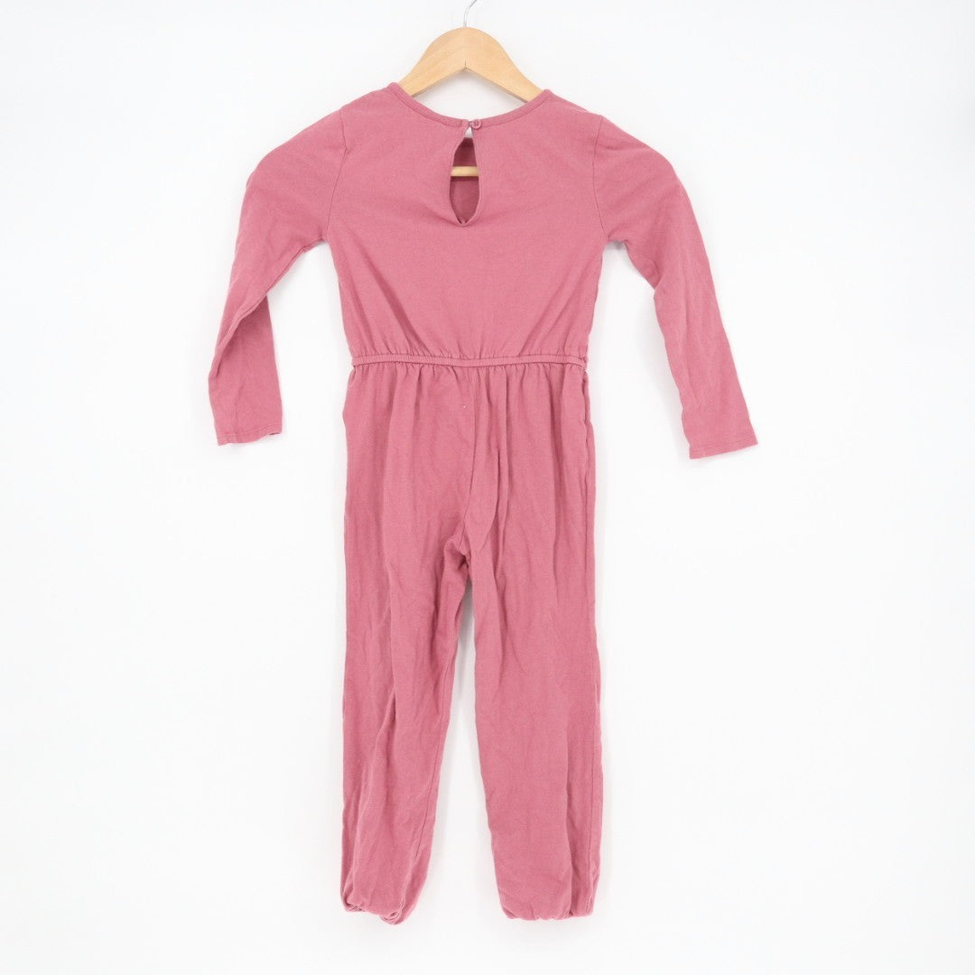 Gap One Piece Romper Toddler 5T Pink Cotton Crew Neck Tapered Leg Keyhole Back