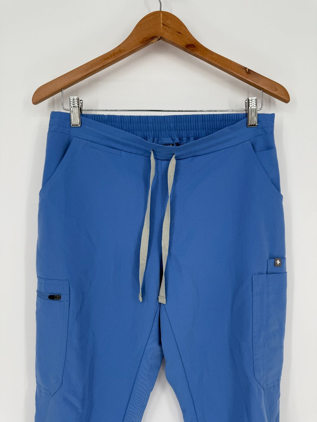 Figs Technical Collection Scrub Pants Womens Small Blue Logo Stretch Drawstring