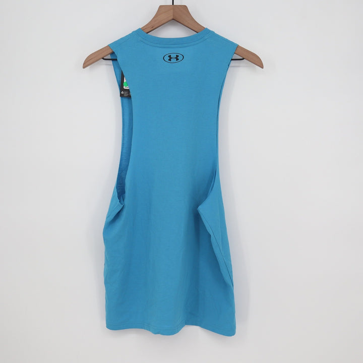 Under Armour Mens Left Chest Cut Off Tank Blue Sleeveless Muscle Shirt S