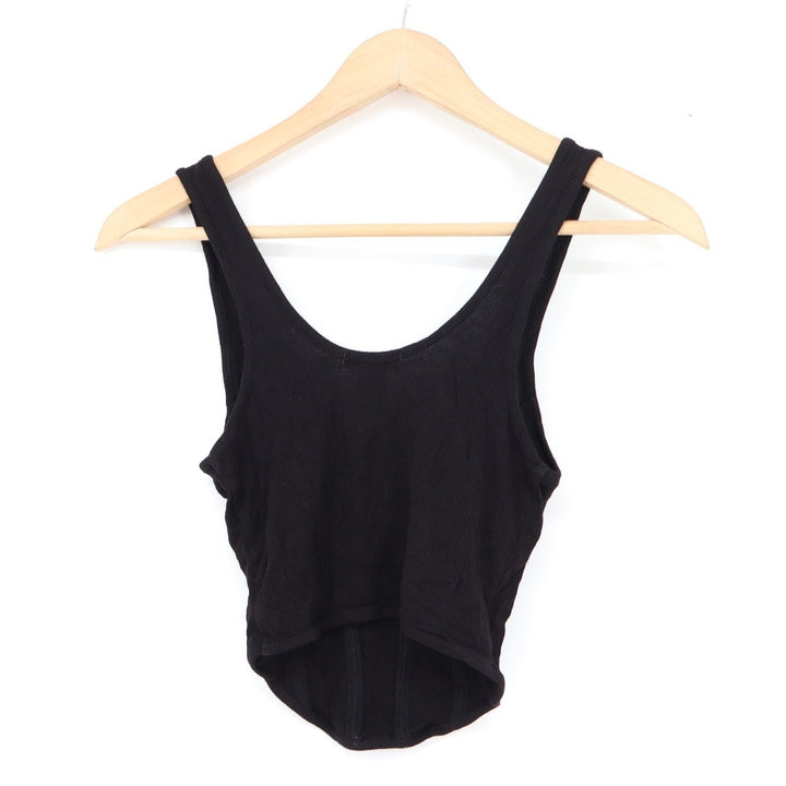 Bozzolo Black Ribbed Corset Style Crop Tank Top Small