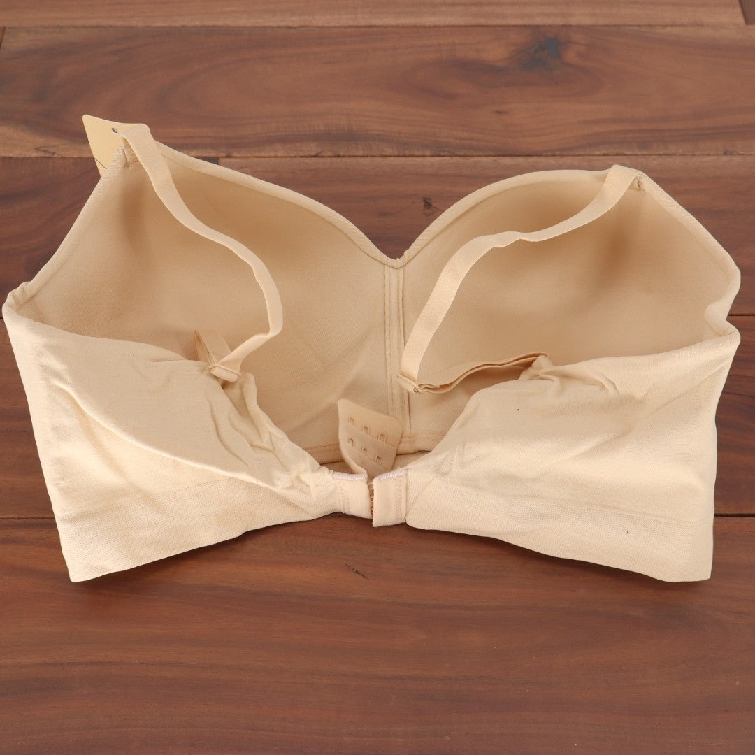 Truekind Supportive Comfort Wireless Shaping Bra Womens Large Beige Stretch