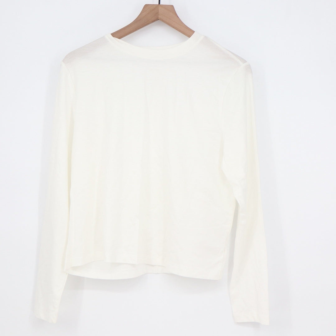 A New Day Cream Tencel Lyocell Long Sleeve Crewneck Top Medium VN1068795