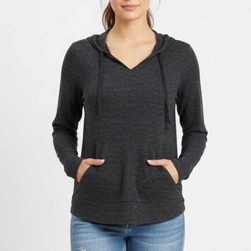 Sonoma Goods For Life Hoodie Womens PXL Petite Heather Black Kangaroo Pocket