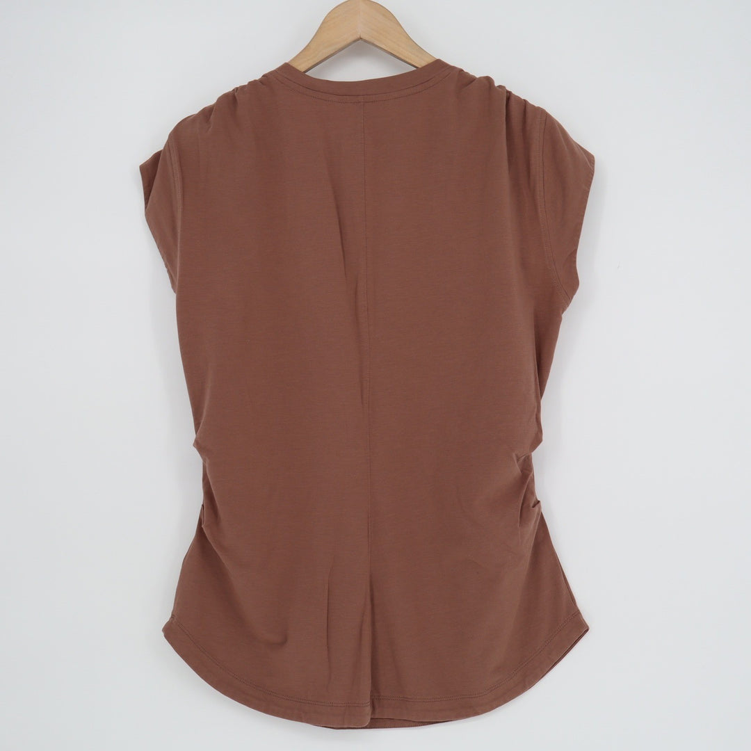 Athleta Renew V-Neck Ruched Cap Sleeve Top Brown Mahogany Large
