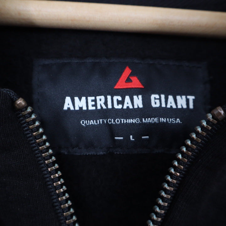 American Giant Full Zip Hoodie Black Cotton Made in USA Mens Size L