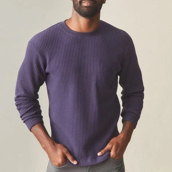 American Giant T-Shirt Mens XL Purple Cotton Stretch Waffle Knit Long Sleeve