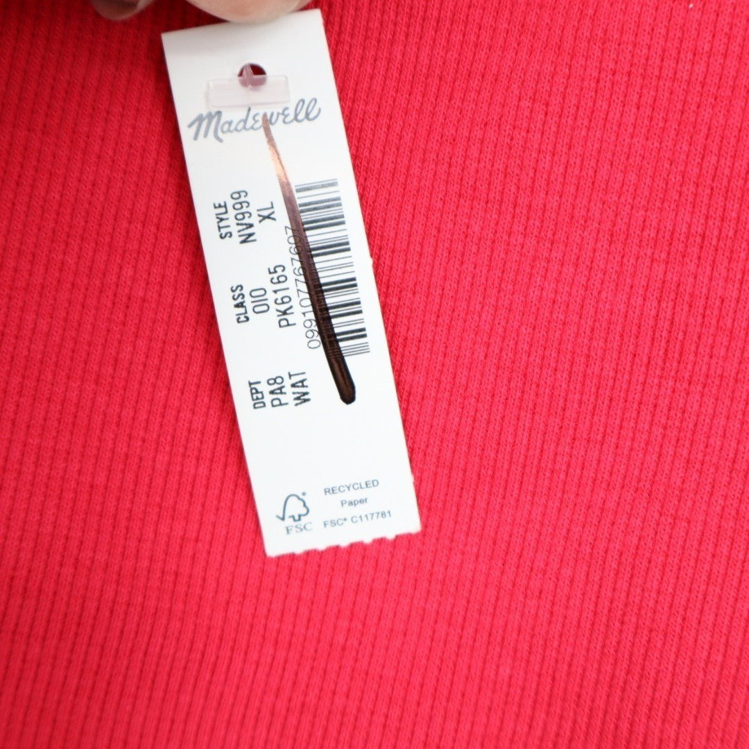 Madewell Tank Top Women's XL Red Cotton Stretch Square Neck Spaghetti Strap