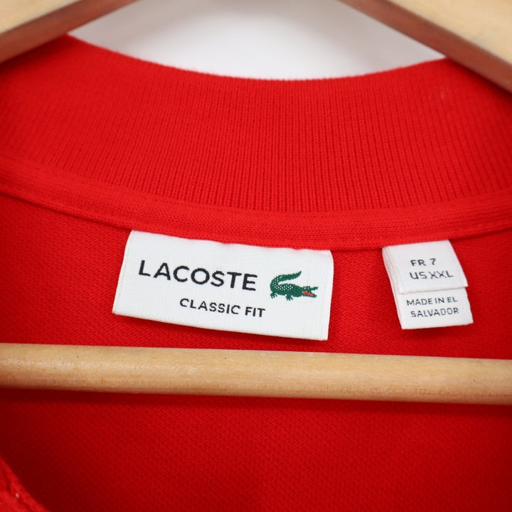 Lacoste Polo Shirt Mens 2XL Red Classic Fit Golf Tennis Performance Short Sleeve