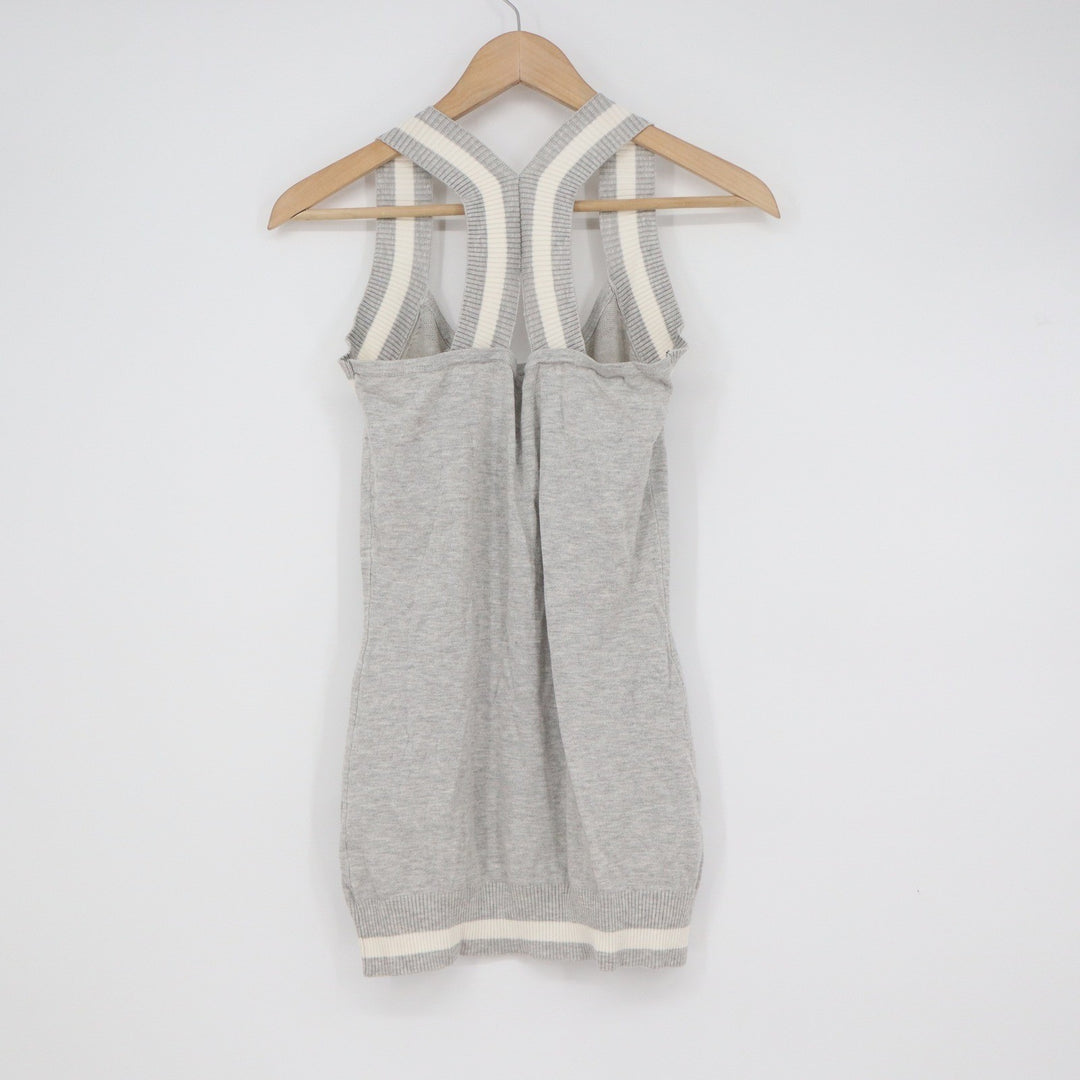 PattyBoutik Mens Heather Gray Striped Racerback Knit Sweater Tank Top Size M