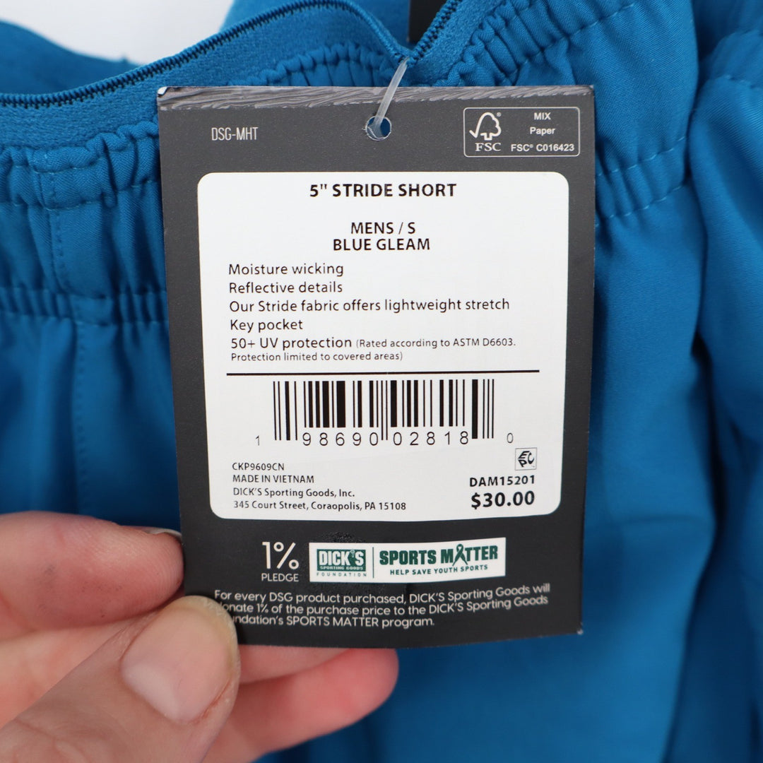 DSG Mens 5" Stride Short Blue Gleam Reflective Athletic Running Shorts S