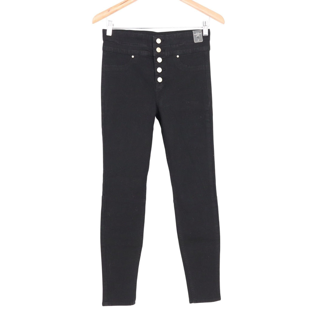 Abercrombie & Fitch High Rise Super Skinny Jeans Womens 27 Black Exposed Button