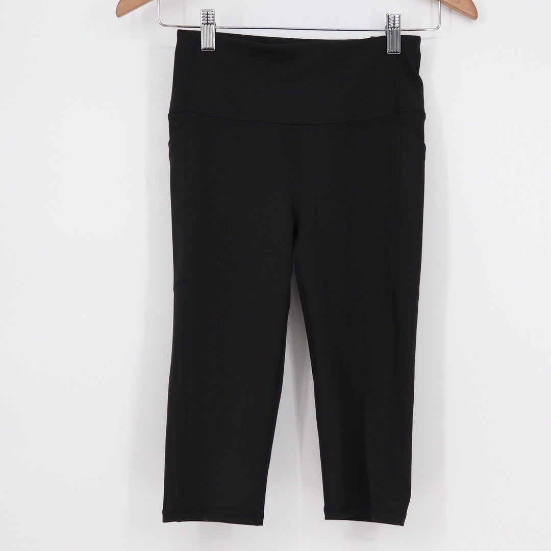 DSG Womens Momentum Crop Leggings Pure Black XS High Rise Side Pockets