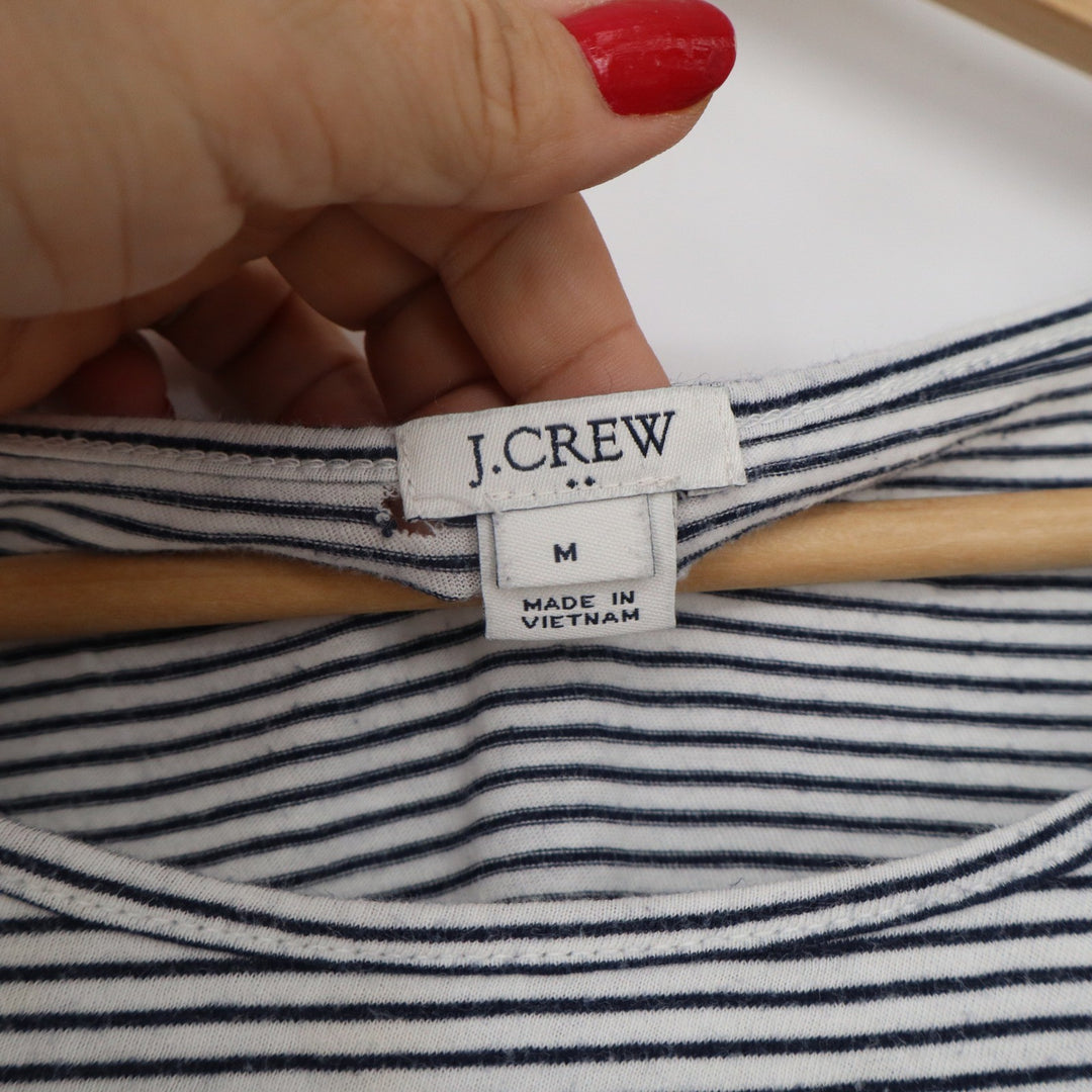 J.Crew Womens Navy White Striped Ruffle Sleeve Cotton T-Shirt Dress Size M