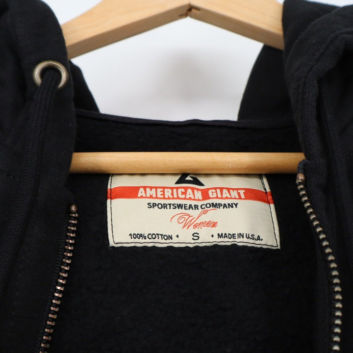 American Giant Womens Black Full Zip Hoodie Sweatshirt Cotton Made in USA Size S