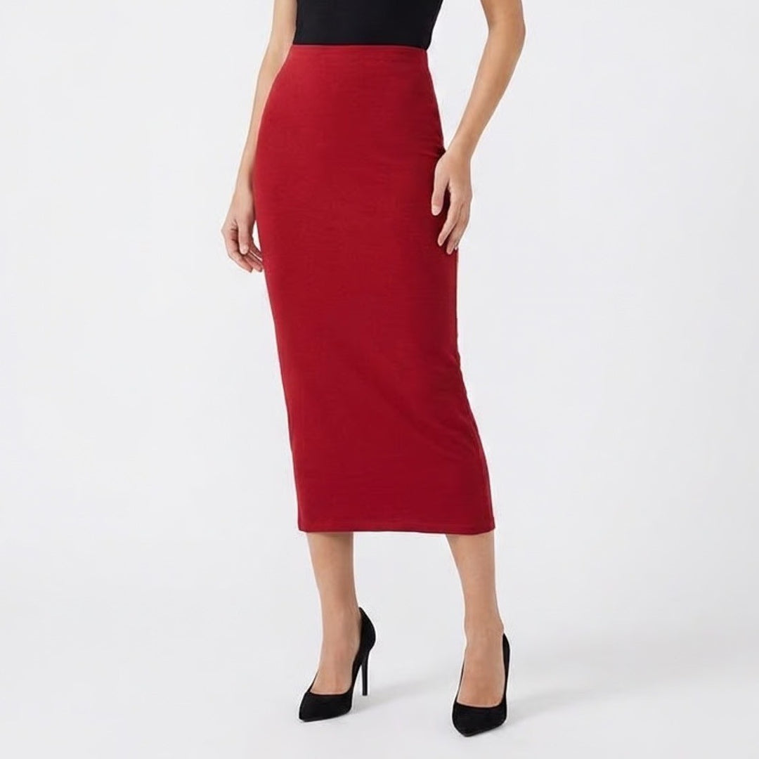 Naked Wardrobe Red Viscose Spandex Maxi Bodycon Skirt Womens Medium