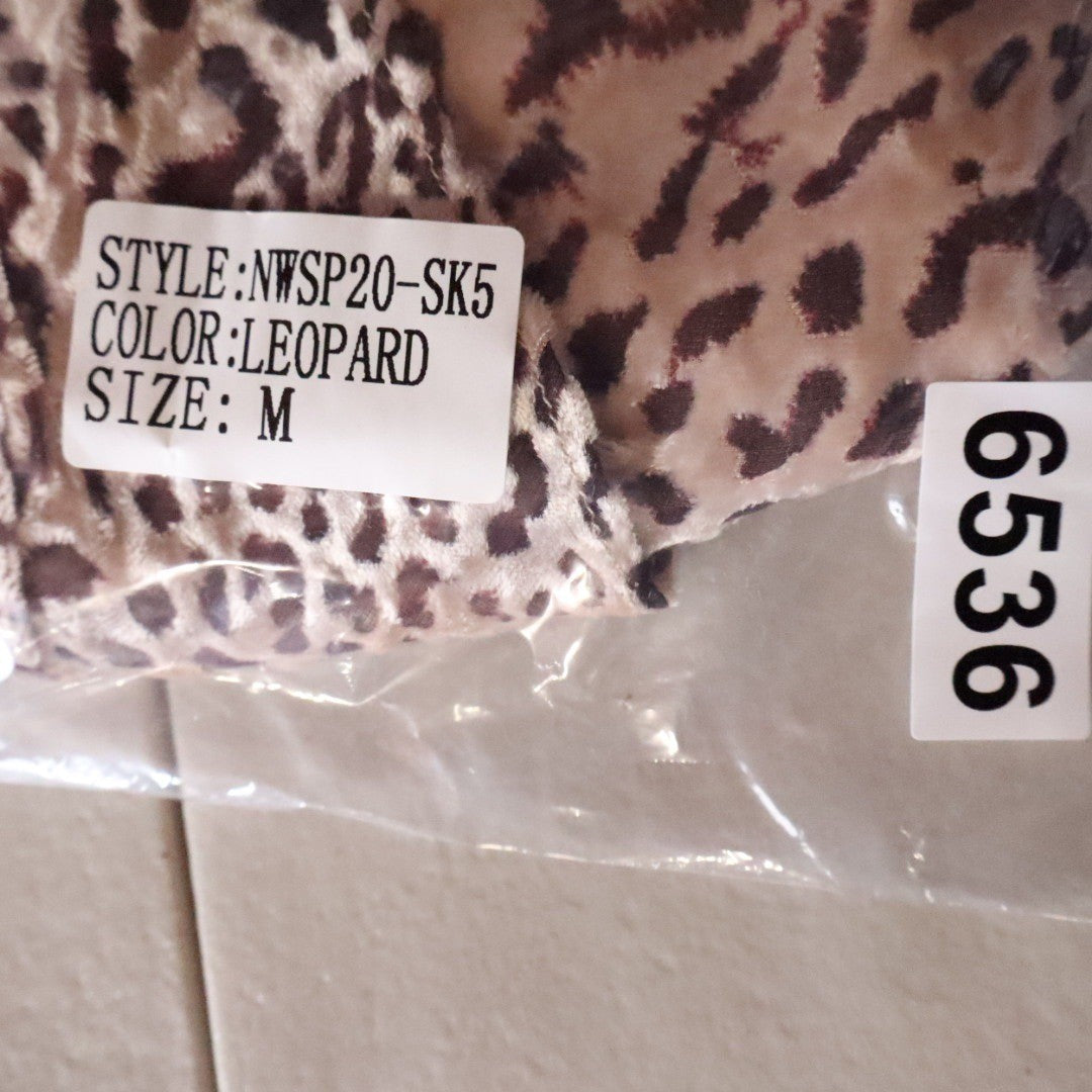 Naked Wardrobe Leopard Print Ruched Draped Mini Skirt Brown Tan Medium