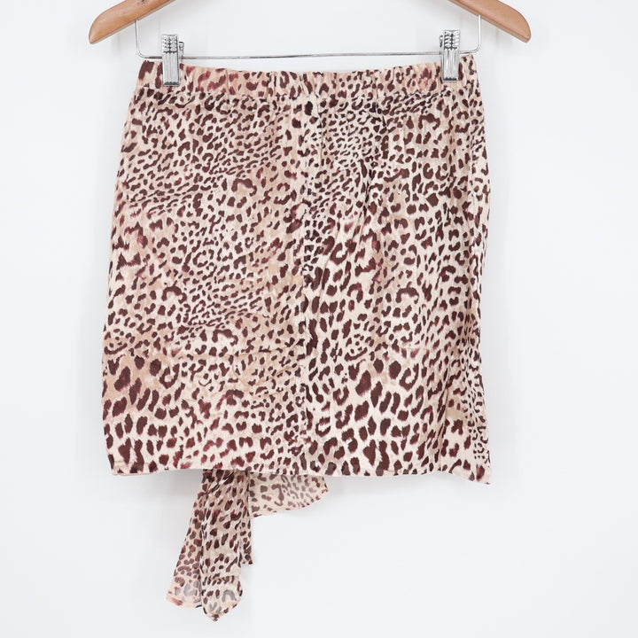 Naked Wardrobe The Statement Leopard Print Ruffle Mini Skirt Brown M