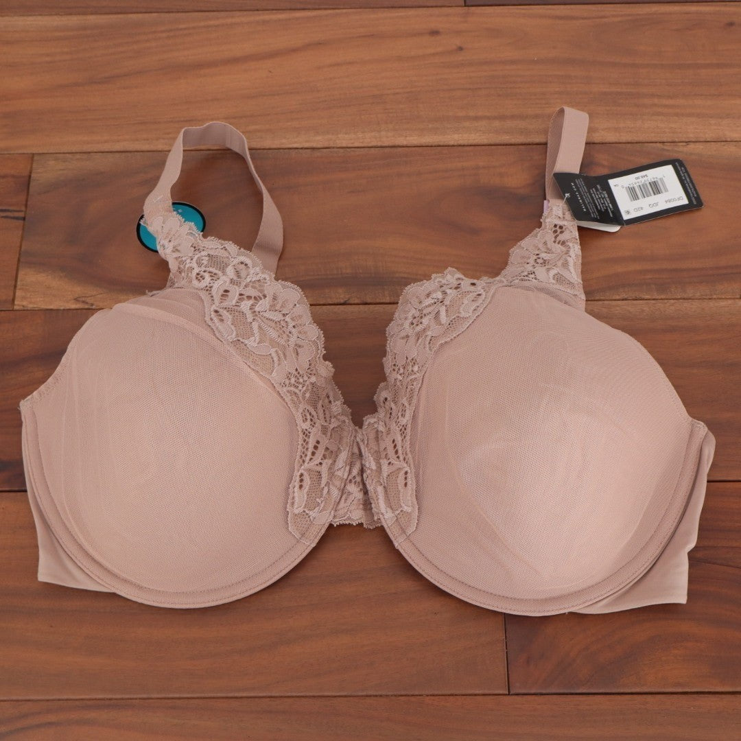 Bali One Smooth U Bra Womens 42D Evening Blush Nylon Stretch Lace Trim Underwire