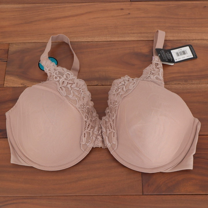 Bali One Smooth U Bra Womens 42D Evening Blush Nylon Stretch Lace Trim Underwire