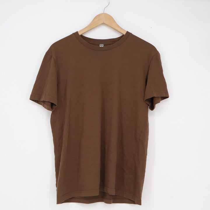 Uniqlo Mens Crew Neck Short Sleeve T-Shirt Brown Size M Essential