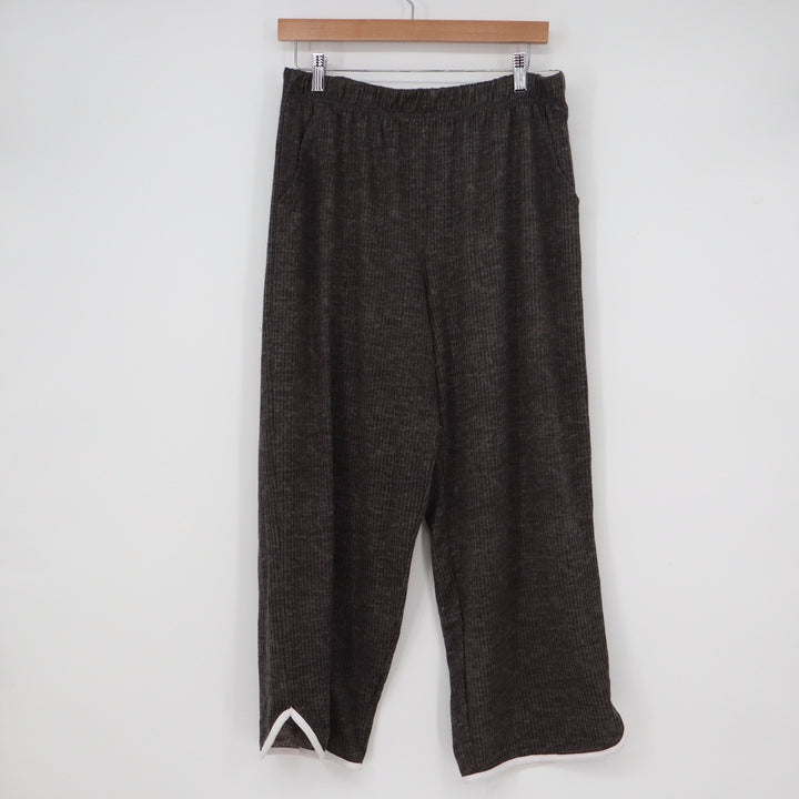 Jockey Womens Ribbed Knit Lounge Pants Charcoal Gray Tulip Hem Size L