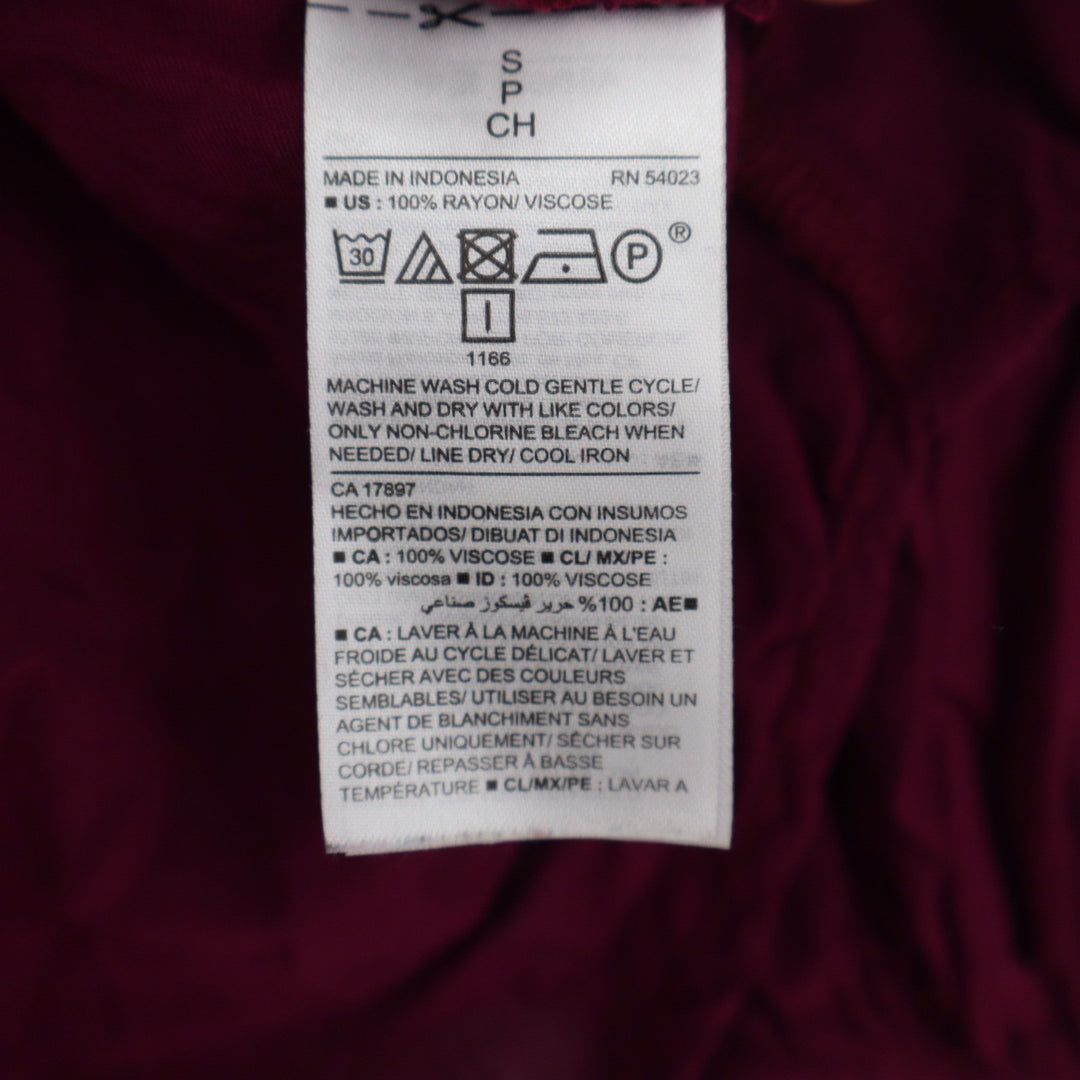 Old Navy Womens Burgundy V-Neck Long Sleeve Rayon Blouse Shirt Size S