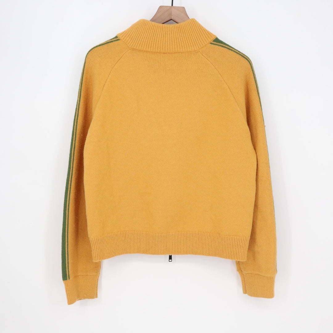 Track Jacket Womens Large Yellow Knit Ribbed Full Zip Mock Neck Raglan Sleeve