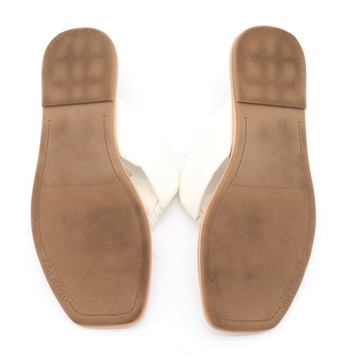 Old Navy Womens Flat Thong Sandal Bone White Knotted Square Toe 8.5