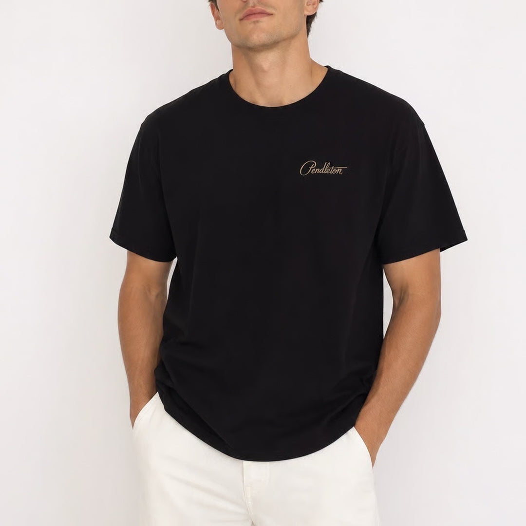 Pendleton Mens XL Black Graphic T-Shirt Southwestern Back Print Cotton Tee