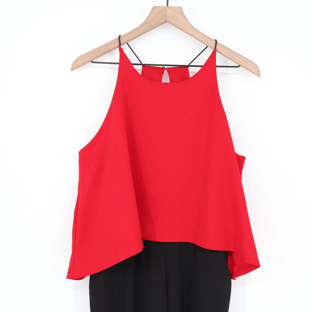 Love Ady Red Black Colorblock Halter Layered Jumpsuit XXL