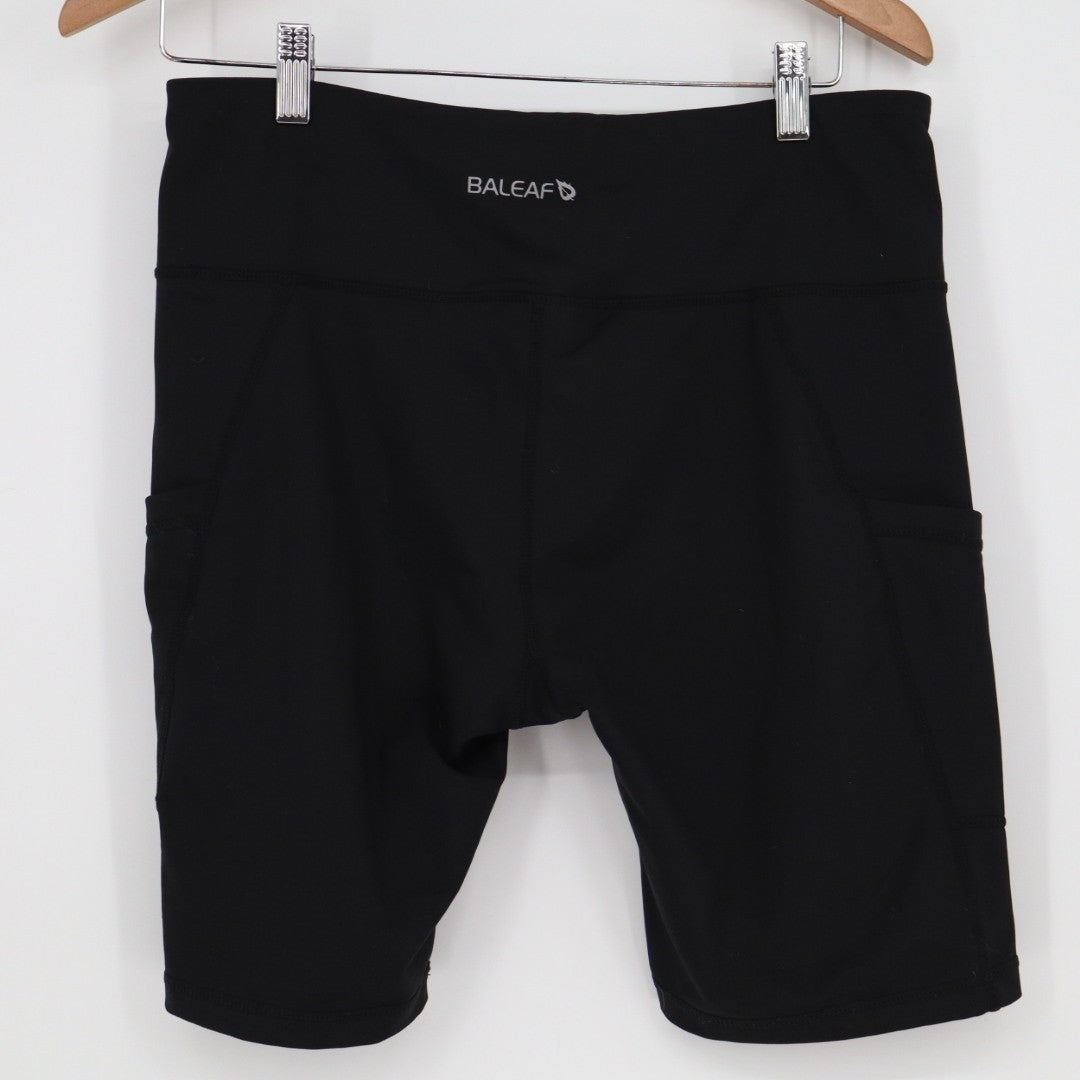 Baleaf Biker Shorts Womens XL Black Stretch Side Pockets Elastic High Waisted