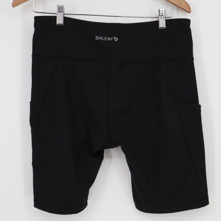Baleaf Biker Shorts Womens XL Black Stretch Side Pockets Elastic High Waisted