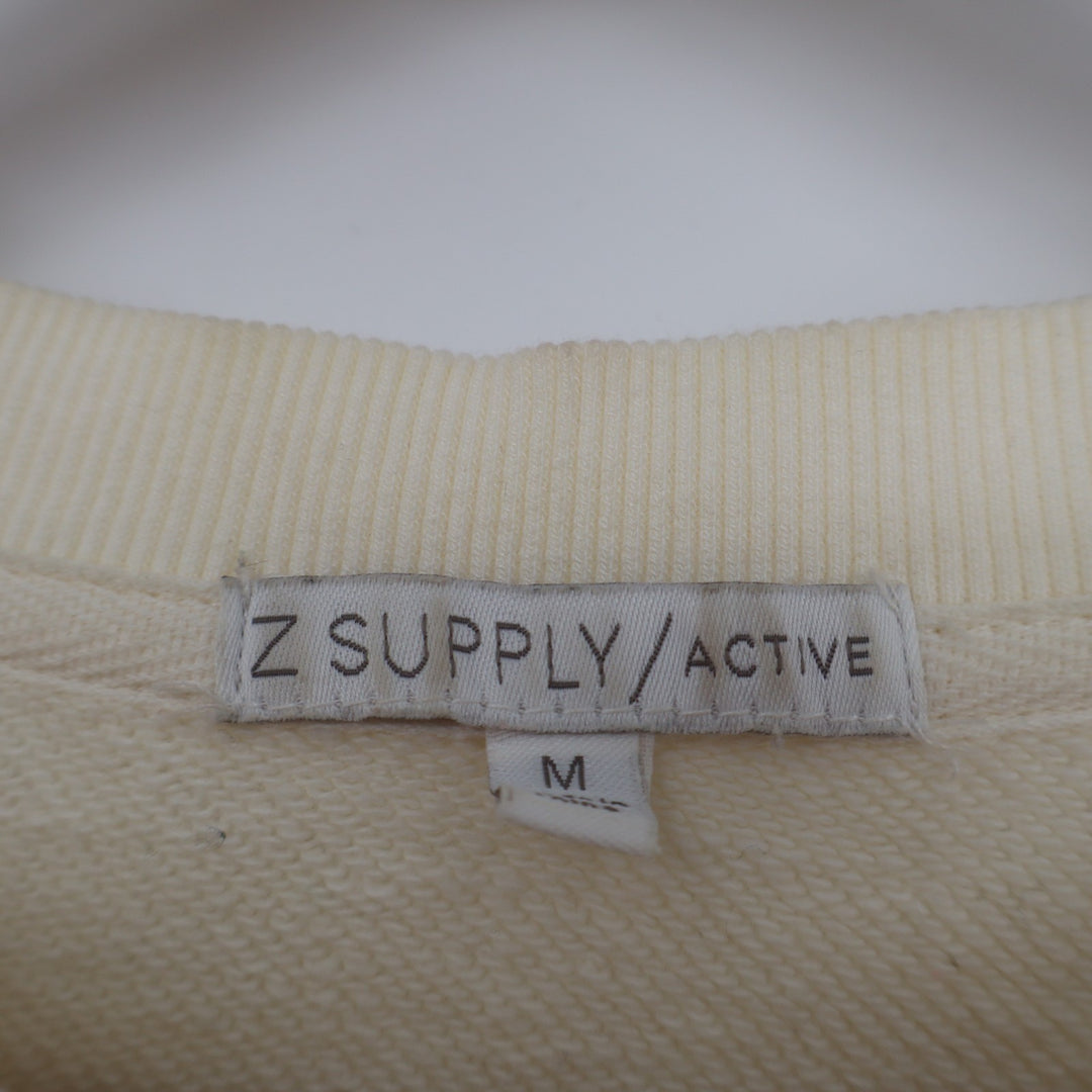 Z Supply Baseline Love Sweatshirt Womens Medium Beige Cotton Ribbed Crew Neck
