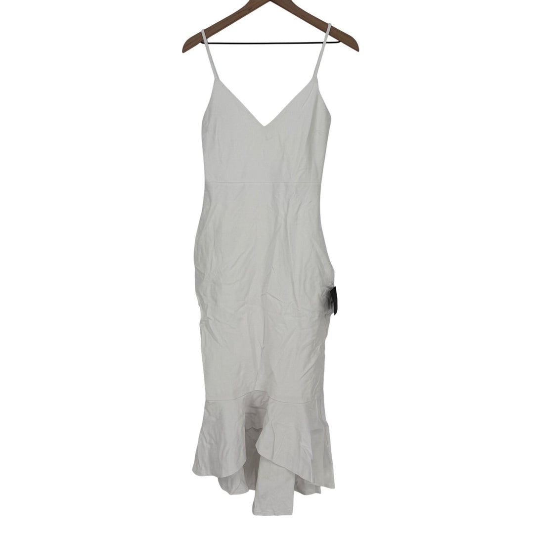 Lulus Stun Like Me White Bodycon Trumpet Hem Midi Dress Size M