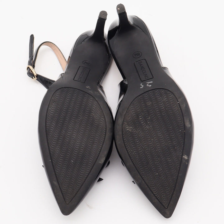 Bandolino Slingback Pumps Womens 8 Black Patent Bow Pointed Toe Stiletto