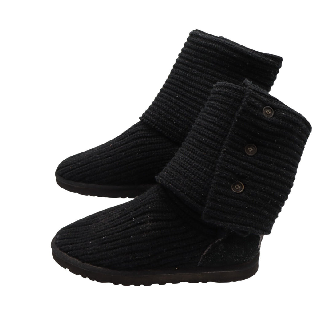 UGG Classic Cardy 5819 Bootie Womens US 9 Black Knitted Buttons Mid Calf Boots