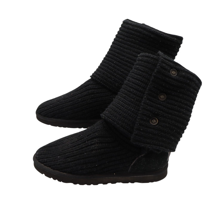 UGG Classic Cardy 5819 Bootie Womens US 9 Black Knitted Buttons Mid Calf Boots