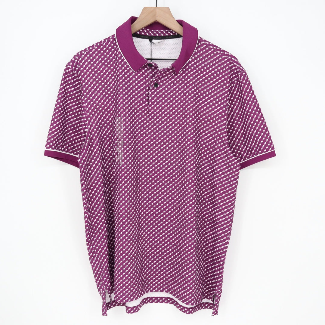 VRST Mens Contrast Printed Polo Black Cherry Roll Repeat Geometric Size L